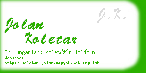 jolan koletar business card